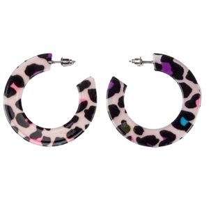 Animal Print C-Hoop Earrings (NWOT)